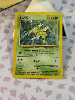 2001 Base Set 2 Scyther Holo 17/130 Rare WOTC Pokemon Card TCG NM Mint *Swirl!* - Image 1