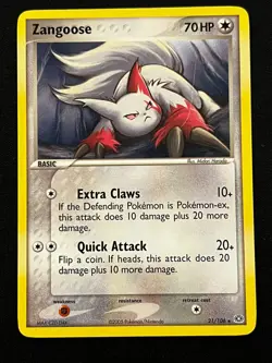 Zangoose 21/106 - EX Emerald Rare Pokemon TCG Card LP - Image 1