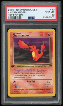 2000 POKEMON ROCKET 1ST EDITION 50/82 CHARMANDER PSA 10 - Image 1