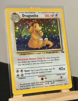 Dragonite 4/62 Fossil Holo Unlimited ⭐ MP – Vintage WOTC Pokemon Card - Image 1