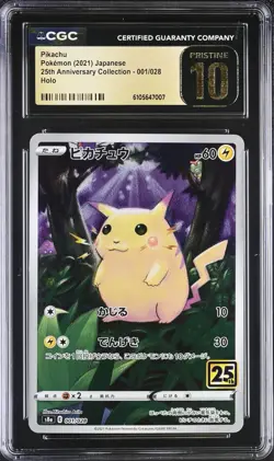 Pokemon Card CGC PRISTINE 10 Pikachu 25th Anniversary 001/028 - Image 1