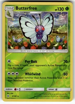 Butterfree 3/149 SM Base Set LP Pokemon Card TCG - Image 1