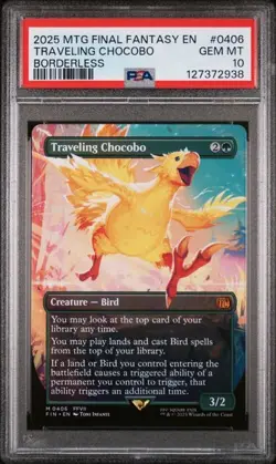 MAGIC THE GATHERING MTG TRAVELING CHOCOBO PSA10 FINAL FANTASY FIN0406 BORDERLESS - Image 1