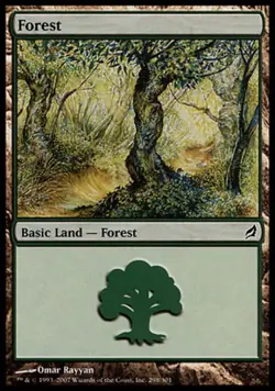 MTG Forest (298) - Foil, Lorwyn, Heavily Played, English - Image 1