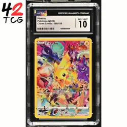 CGC Gem Mint 10 Pikachu 160/159 Pokemon Crown Zenith - Image 1