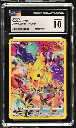 CGC Gem Mint 10 Pikachu 160/159 Pokemon Crown Zenith - Image 3