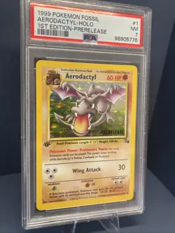 1999 Pokemon Fossil Aerodactyl HOLO 1st Edition Prerelease PSA 7 - Image 3