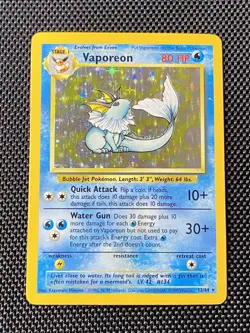 Vaporeon Holo 12/64 NO SYMBOL Error Misprint 1999 Jungle Pokemon Card LP+ - Image 1