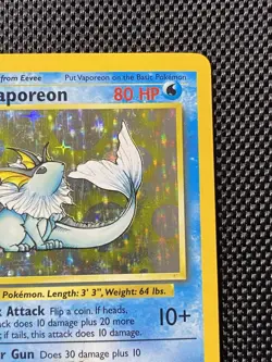 Vaporeon Holo 12/64 NO SYMBOL Error Misprint 1999 Jungle Pokemon Card LP+ - Image 3