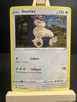 SNORLAX 141/192 SWSH Rebel Clash Cosmos Holo Rare Pokemon W/ Swirl ⋆˚꩜｡⋆ - Image 2
