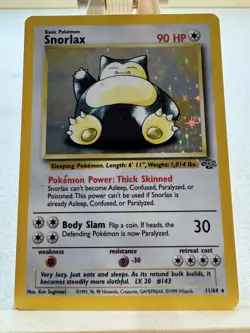 Pokemon Snorlax Jungle Holo Rare 90 HP Basic 11/64 1999 English - Image 1