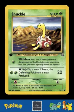 2000 Pokemon WotC Neo Genesis 72/111 Shuckle (Sugimori) 1st Ed - Image 1
