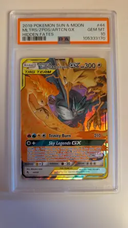 PSA 10 MOLTRES & ZAPDOS & ARTICUNO GX 44/68 S&M Hidden Fates - Pokemon Card 2019 - Image 1
