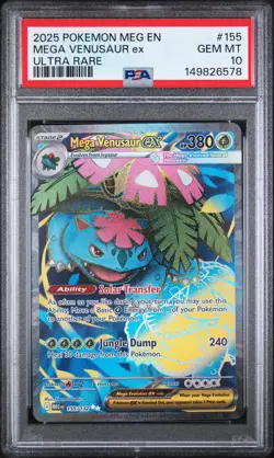 2025 Pokemon Meg En-Mega Evolution #155 Mega Venusaur Ex Ultra Rare PSA 10 - Image 1