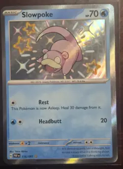 Pokemon TCG Paldean Fates Slowpoke Shiny Holo Rare 116/091 - Image 1