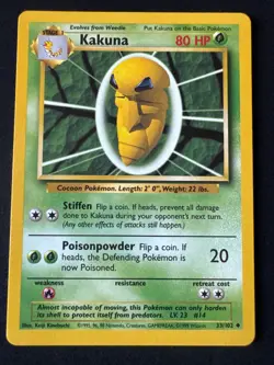 KAKUNA 33/102 LP UNCOMMON BASE SET UNLIMITED POKEMON 1999 - Image 1