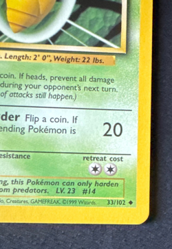 KAKUNA 33/102 LP UNCOMMON BASE SET UNLIMITED POKEMON 1999 - Image 2
