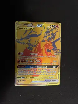 Reshiram & Charizard GX - SM247 - Full Art Gold Promo Ultra Rare Pokemon Card NM - Image 1