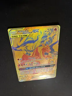 Reshiram & Charizard GX - SM247 - Full Art Gold Promo Ultra Rare Pokemon Card NM - Image 2