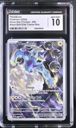 2025 Pokemon Black Star Promo Thundurus #209 Black Bolt ETB CGC 10 - Image 1