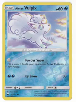 Pokemon Alolan Vulpix Burning Shadows 27/147 Reverse Holo Common - NM - Image 1