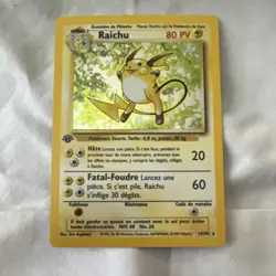 Pokemon NM/M French Raichu Base Set #14/102 Holo Rare Card 1999 - Image 1