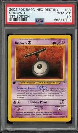 PSA 10 Unown T 1st Edition Neo Destiny 88/105 Pokemon Card - Image 1