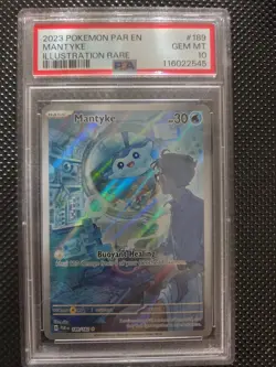 Pokemon TCG Mantyke Card 189/182 Sv04: Paradox Rift PSA 10 - Image 1