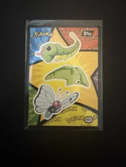 Pokemon Caterpie Metapod Butterfree The First Movie Sticker Card Topps 1999 LP+ - Image 1