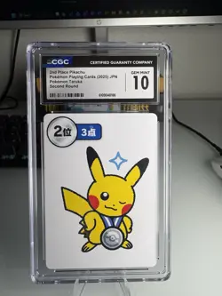 Pokemon 2nd Place Pikachu CGC 10 Playing Card 2025 JPN Taruka Second Round - Image 1