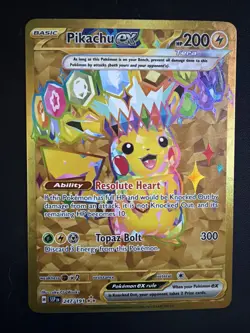Pokemon TCG SV08 Surging Sparks Pikachu EX Hyper Rare Gold Holo Card 247/191 - Image 1