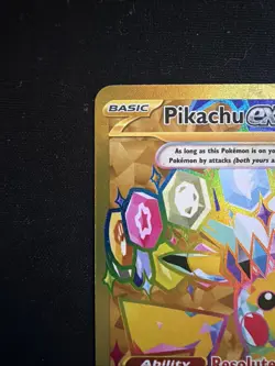 Pokemon TCG SV08 Surging Sparks Pikachu EX Hyper Rare Gold Holo Card 247/191 - Image 2