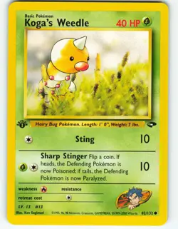 Koga's Weedle - 1st Edition - 82/132 Gym Challenge - Pokemon TCG - 2000 - Image 1