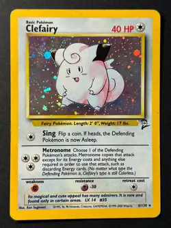 Clefairy 6/130 Holo Rare Base Set 2 - Pokemon Card WOTC - MP - Image 1
