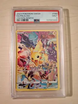 Pokemon Pikachu 160/159 Secret Rare PSA 9 TCG Crown Zenith Holo SWSH ⚡ Englisch - Image 1