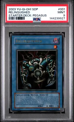 PSA MINT 9 - 2003 YU-GI-OH! TCG PEGASUS 001 RELINQUISHED FOIL - Image 1
