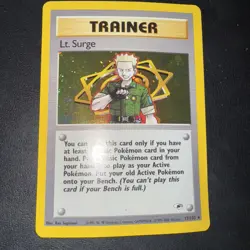 Lt. Surge Holo 17/132 LP Gym Challenge WOTC Swirl Vintage Trainer Pokemon Card - Image 1