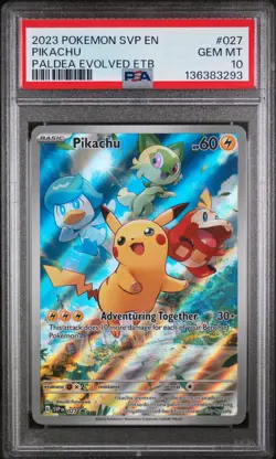 2023 POKEMON SVP EN-SV BLACK STAR PROMO #027 PIKACHU PSA 10 - Image 1