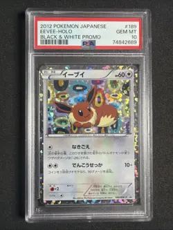 Pokemon Eevee Holo Japanese Black & White Promo 189/BW-P PSA 10 - Image 1