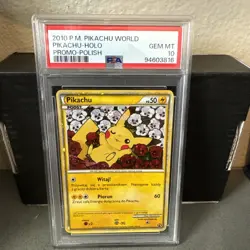 2010 Pokemon PSA 10 Pikachu World Pikachu-Holo Promo Polish - Image 1