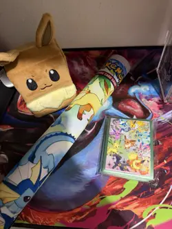Pokemon Prismatic Evolutions SPC Eeveelutions Playmat, Sleeves & Eevee DeckBox - Image 1