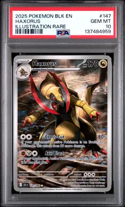 2025 POKEMON BLK EN-BLACK BOLT ILLUSTRATION RARE #147 HAXORUS PSA 10 - Image 1
