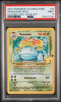 Pokemon PSA 9 MINT Celebrations Venusaur 15/102 Classic Collection Holo Rare - Image 1