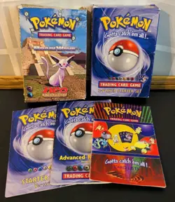 Pokemon Empty Theme Deck Box Lot WOTC 1999 Starter Set Neo Espeon Rule Book - Image 1