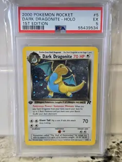 Pokemon 2000 Team Rocket Dark Dragonite Holo Card 5/82 Rare First Edition PSA 5 - Image 1