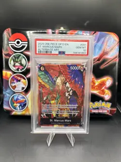 One Piece TCG St. Marcus Mars Alternate Art OP13-091 PSA 10 Carrying On His Will - Image 1