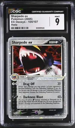 CGC 9 MINT Sharpedo ex 2005 EX Deoxys 104/107 Holo Pokemon Card - Image 1