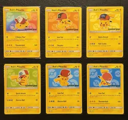 Pokemon TCG Ash’s Pikachu SM108 SM110 SM111 SM112 SM113 SM114 Promo Cards NM/M - Image 1