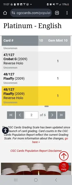 (TOP POP 1) CGC 10 GEM MINT Flaaffy 48/127 REVERSE HOLO Platinum Pokemon Card - Image 4