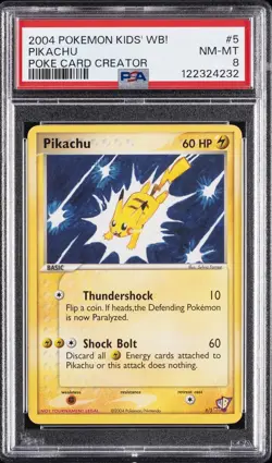 2004 POKEMON KIDS' WB! POKE CARD CREATOR #5 PIKACHU PSA 8 - Image 1